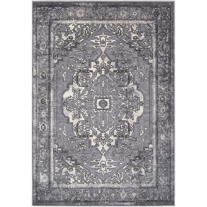 Charlton Home Thissell Vintage Persian Medallion Gray Area Rug